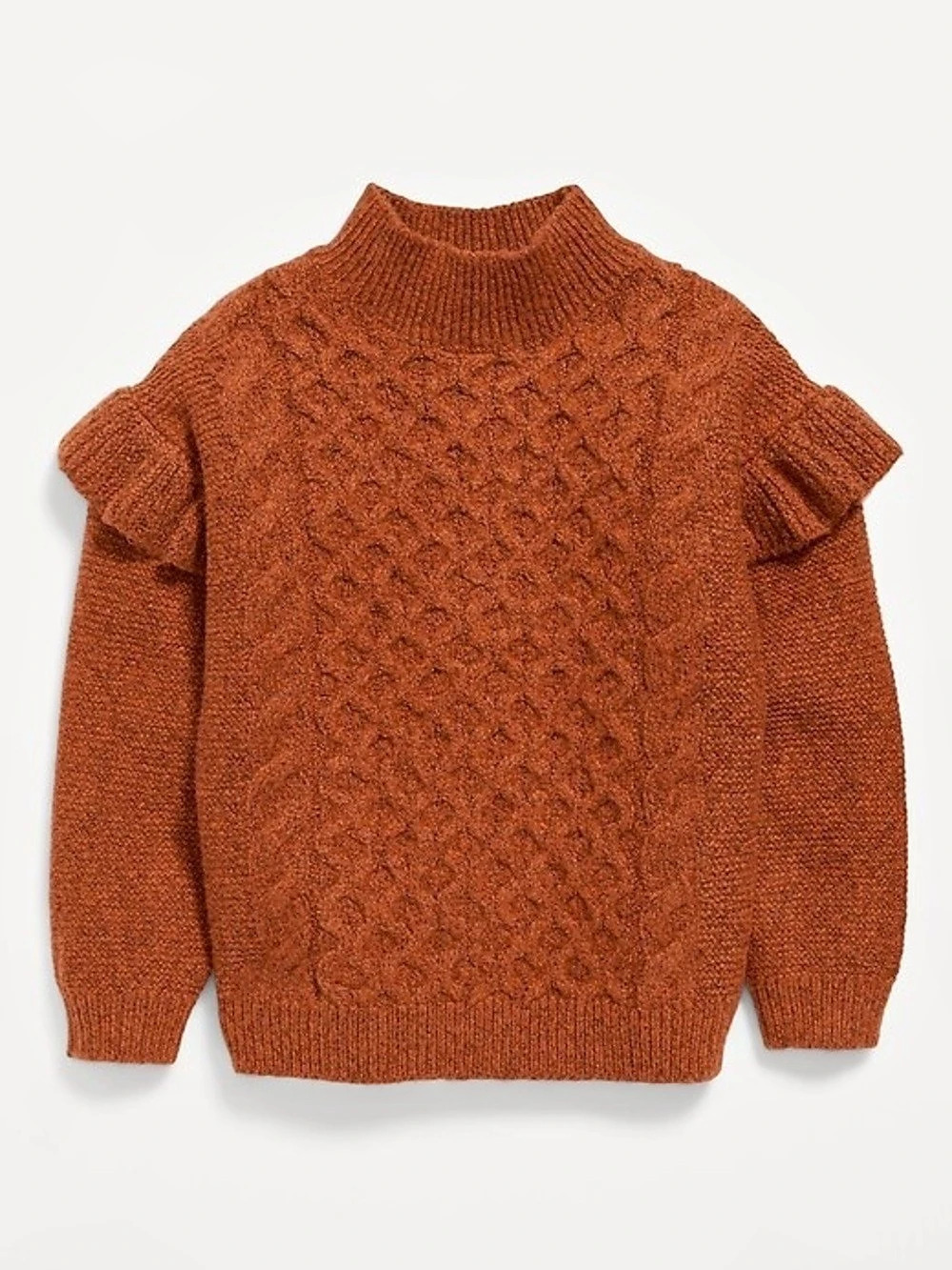 Old Navy Mock-Neck Ruffle-Trim Cable-Knit Sweater for Toddler Girls 3T